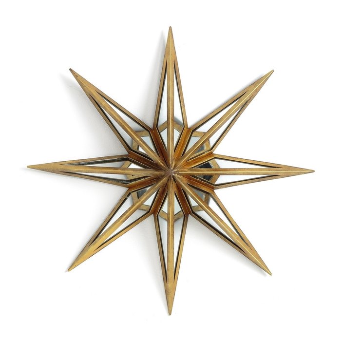 Зеркало настенное в форме звезды Leonide золотого цвета