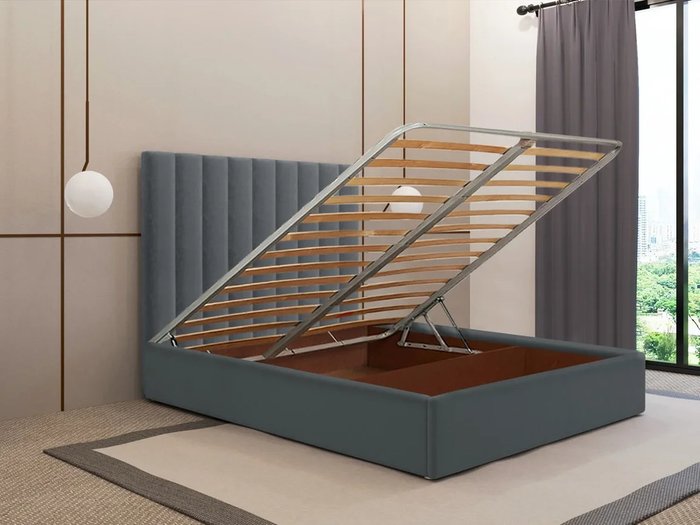 Кровать Параллель 160х200 графитового цвета с подъемным механизмом - купить Кровати для спальни по цене 48870.0