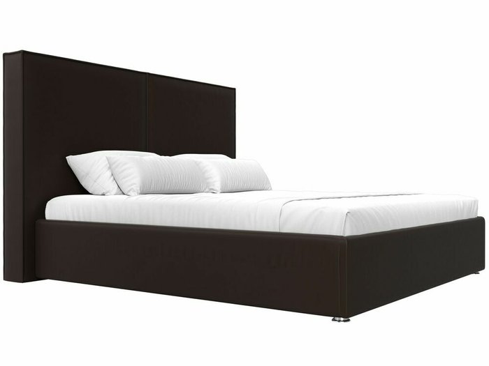 Кровать Аура 180х200 темно-коричневого цвета с подъемным механизмом (экокожа) - лучшие Кровати для спальни в INMYROOM