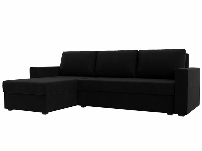 Угловой диван-кровать Траумберг Лайт черного цвета левый угол 