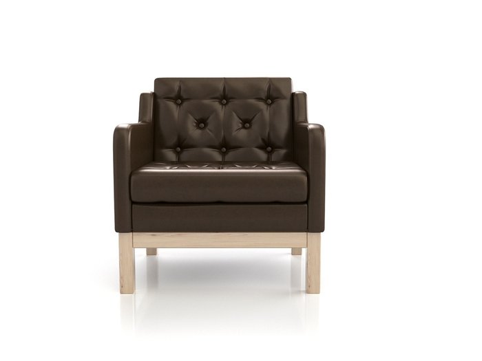 Кресло Айверс из массива сосны с обивкой темно-коричневый кожзам - лучшие Интерьерные кресла в INMYROOM