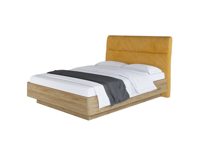 Кровать Amber Style 160х200 желтого-бежевого цвета с основанием Кровать Amber Style 160х200 желтого-бежевого цвета с основанием
