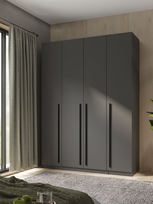 Шкаф София 160 темно-серого цвета - лучшие Шкафы распашные в INMYROOM Шкаф София 160 темно-серого цвета - лучшие Шкафы распашные в INMYROOM