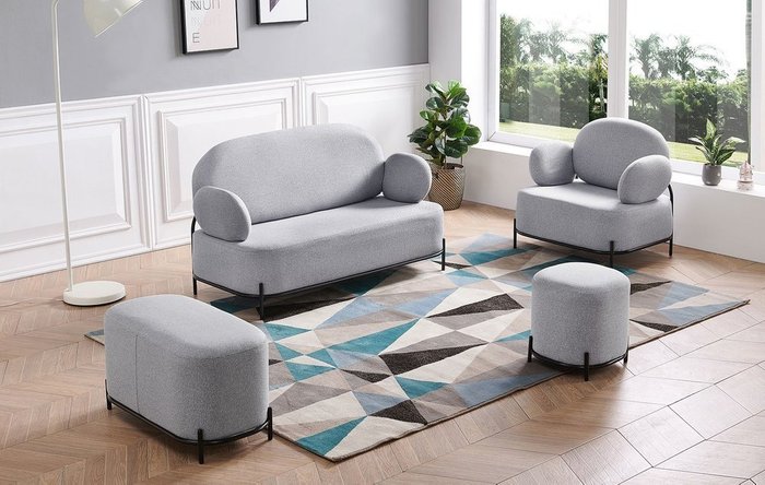 Прямой диван Coco серого цвета - купить Прямые диваны по цене 91045.0
