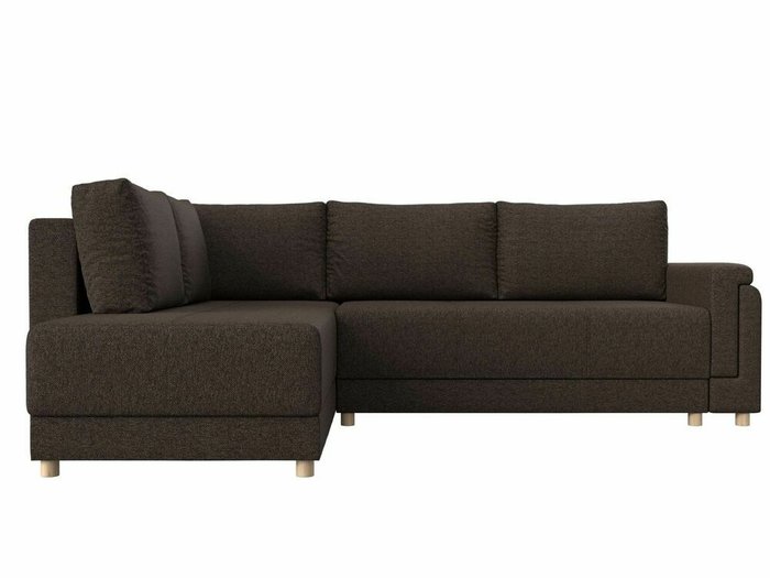 Угловой диван-кровать Лига 024 коричневого цвета левый угол - лучшие Угловые диваны в INMYROOM