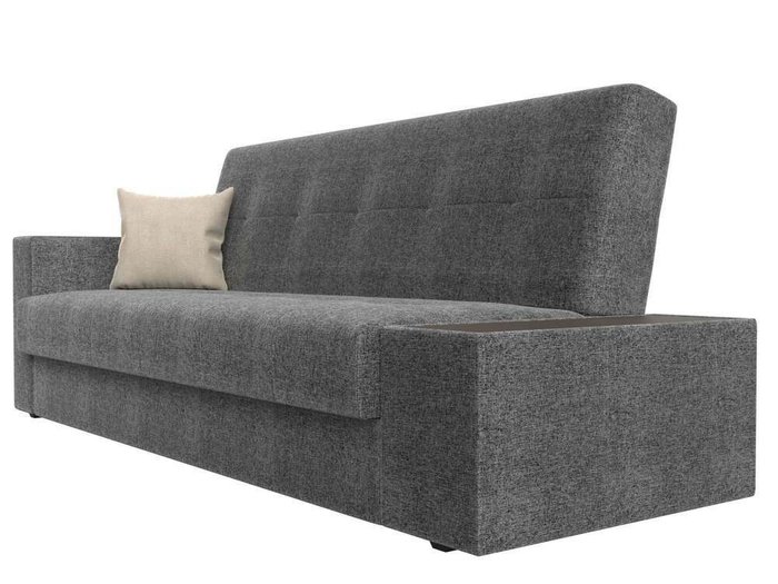 Диван-кровать Лига 020 серого цвета со столиком справа (рогожка) - лучшие Прямые диваны в INMYROOM