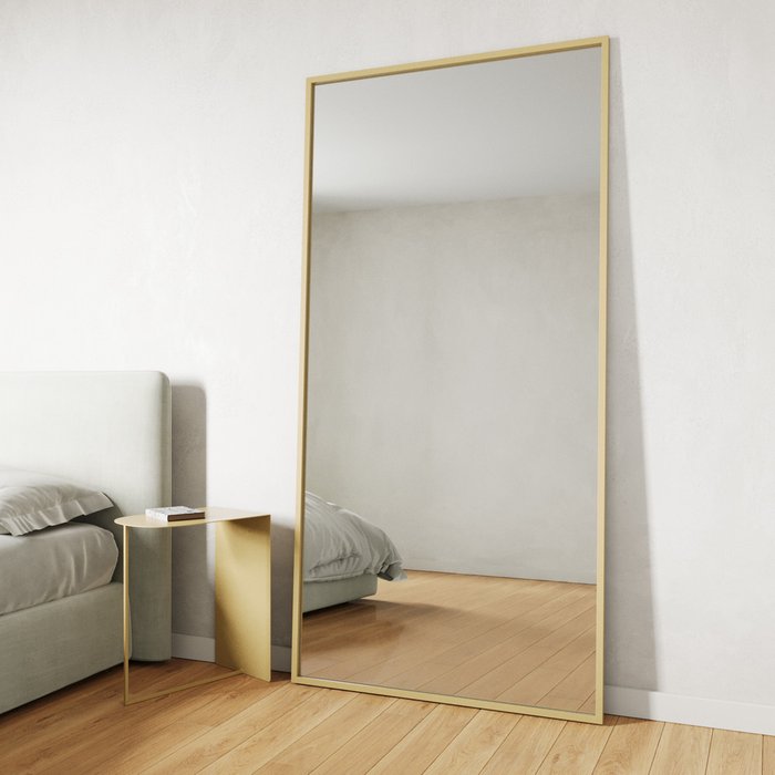 Зеркало настенное большое Halfeo XL в полный рост в металлической раме золотого цвета - лучшие Настенные зеркала в INMYROOM