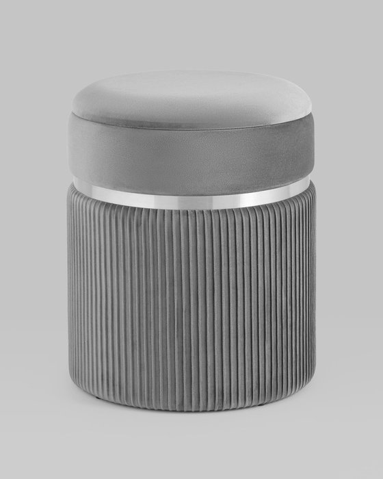 Пуф Миранда серого цвета с ящиком серебро  - купить Пуфы по цене 6490.0
