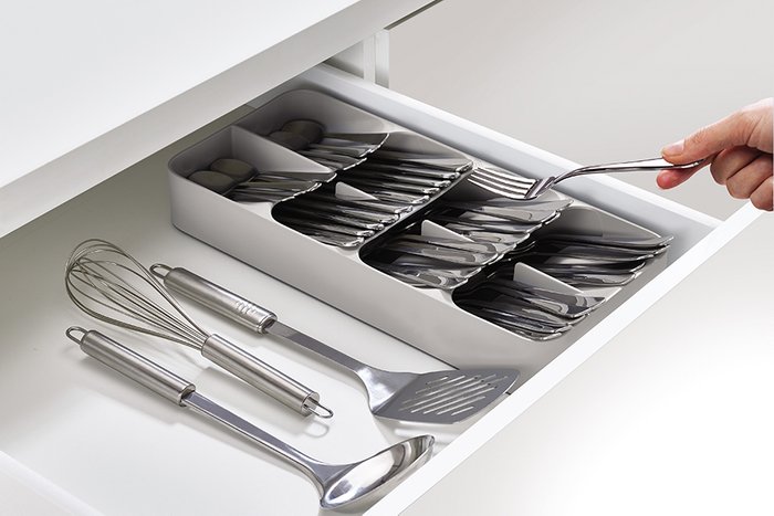 Органайзер для столовых приборов DrawerStore Large серого цвета - купить Аксессуары для кухни по цене 2570.0