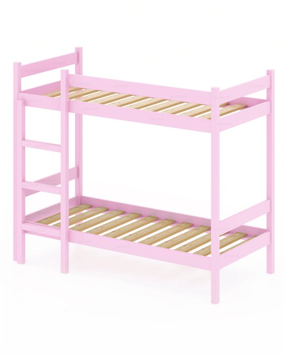 Кровать двухъярусная сосновая 80х190 розового цвета