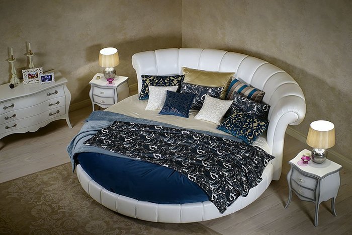 Кровать "Letto Rotondo GM 01" с обивкой из экокожи или велюра 220 см - лучшие Кровати для спальни в INMYROOM