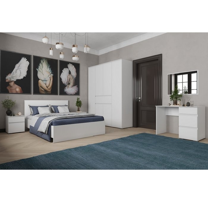 Кровать Плейона 160x200 белого цвета без подъемного механизма - купить Кровати для спальни по цене 8482.0