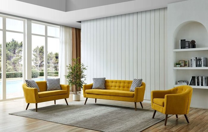Прямой диван Florence M желтого цвета - купить Прямые диваны по цене 28296.0