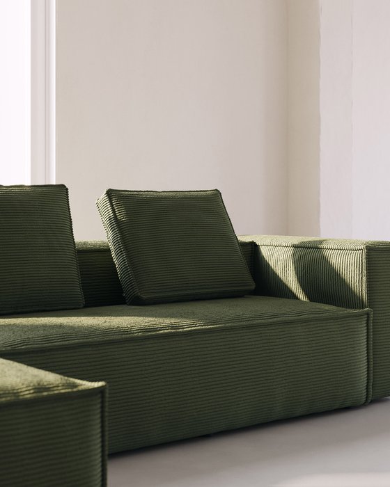 Угловой диван Blok 300 зеленого цвета левый - лучшие Угловые диваны в INMYROOM