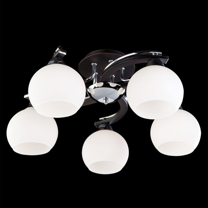 Потолочная люстра с белыми плафонами 9654/5 хром/венге Larion - купить Потолочные люстры по цене 12900.0