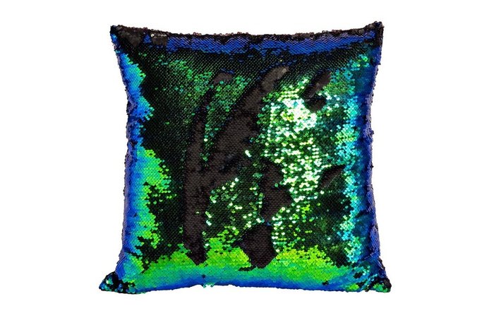Подушка квадратная с сине-зелеными пайетками - купить Декоративные подушки по цене 1700.0