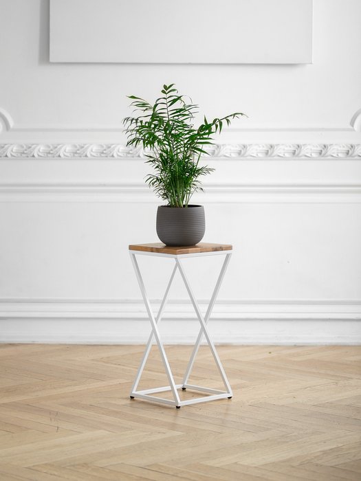 Столик для цветов Loft 60 бело-коричневого цвета - купить Подставки для цветов по цене 4930.0