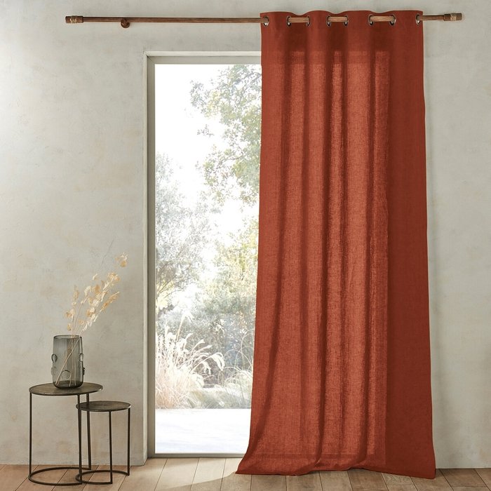 Штора из льна Romane 140x320 коричневого цвета