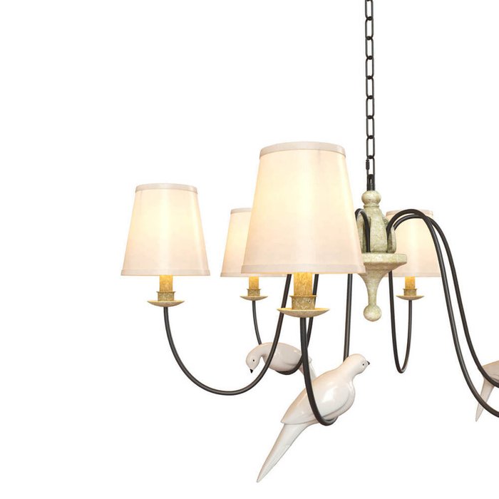 Подвесная люстра Birds Loft1029A-6 (ткань, цвет бежевый) - лучшие Подвесные люстры в INMYROOM Подвесная люстра Birds Loft1029A-6 (ткань, цвет бежевый) - лучшие Подвесные люстры в INMYROOM