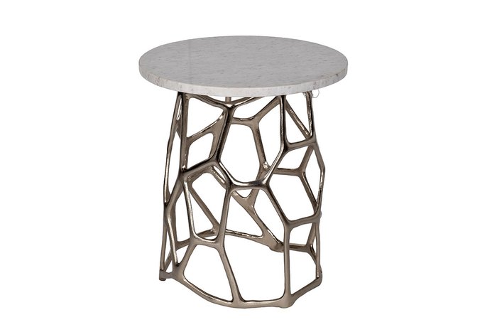 Кофейный столик Сеть из металла и мрамора 