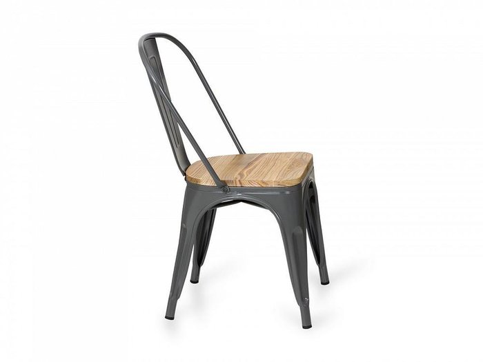 Стул Tolix wood серо-коричневого цвета - лучшие Обеденные стулья в INMYROOM