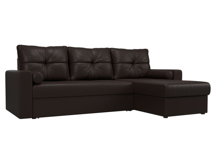 Угловой диван-кровать Верона коричневого цвета (экокожа) правый угол