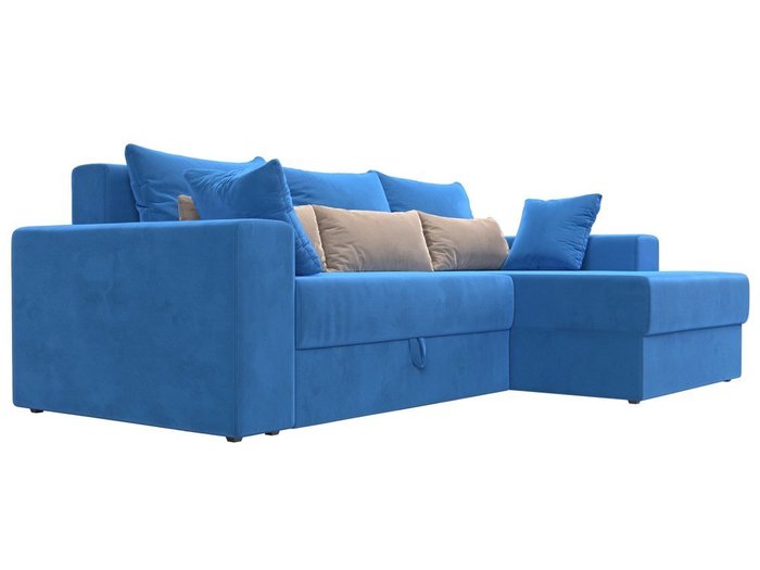 Угловой диван-кровать Мэдисон бежево-голубого цвета - лучшие Угловые диваны в INMYROOM
