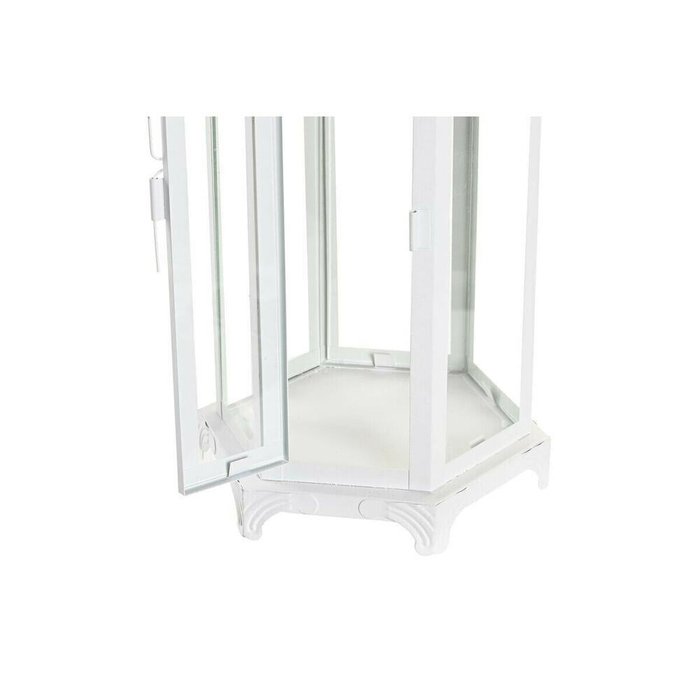Фонарь DKD Home Decor Стеклянный Металл Белый (20 x 17 x 55 cm) - лучшие Подсвечники в INMYROOM