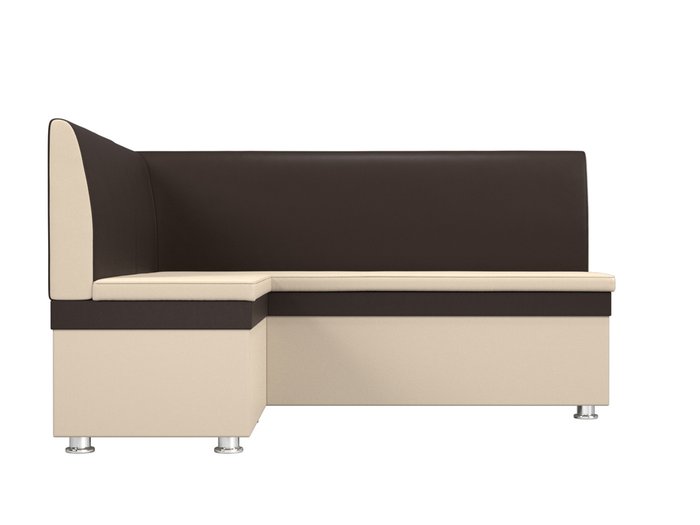 Угловой диван Уют коричнево-бежевого цвета (экокожа) левый угол - купить Угловые диваны по цене 26999.0