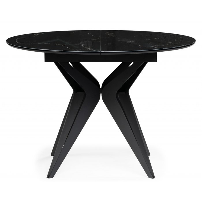 Раздвижной обеденный стол Рикла черного цвета - лучшие Обеденные столы в INMYROOM
