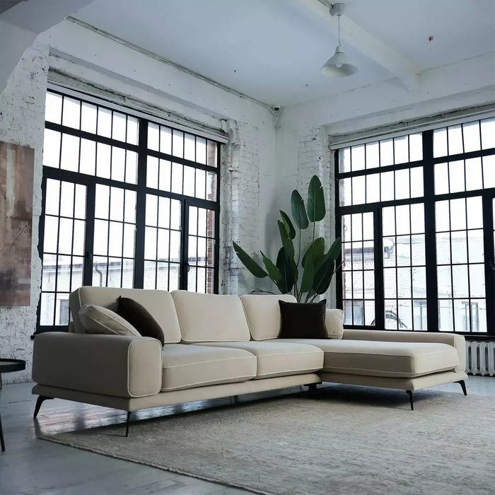 Угловой диван Солнечное побережье ванильного цвета - лучшие Угловые диваны в INMYROOM