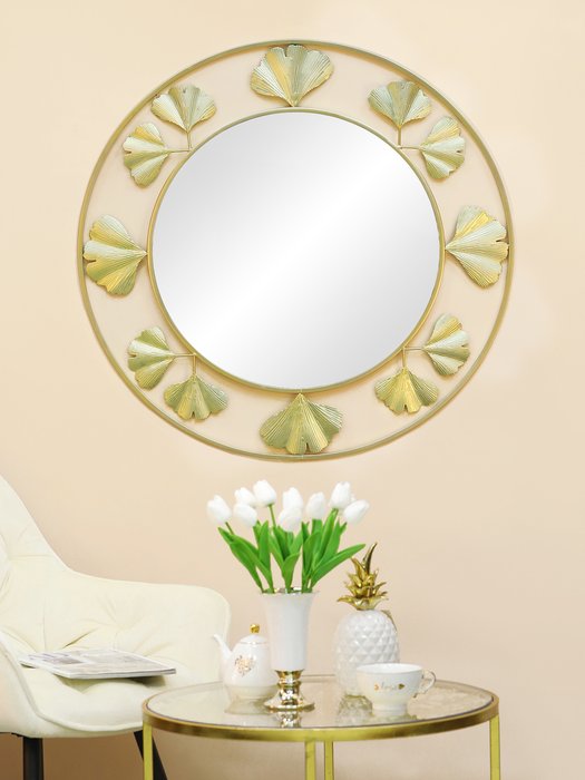 Зеркало настенное золотого цвета - купить Настенные зеркала по цене 8460.0