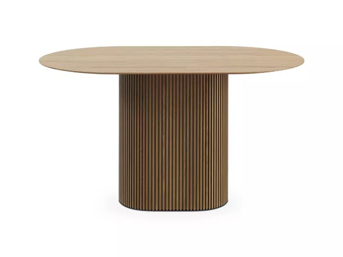 Стол обеденный овальный Mono Stripe 140 бежевого цвета  - купить Обеденные столы по цене 72900