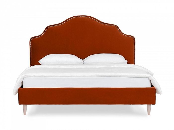 Кровать Queen II Victoria L 160х200 оранжевого цвета с бежевыми ножками - купить Кровати для спальни по цене 56810.0