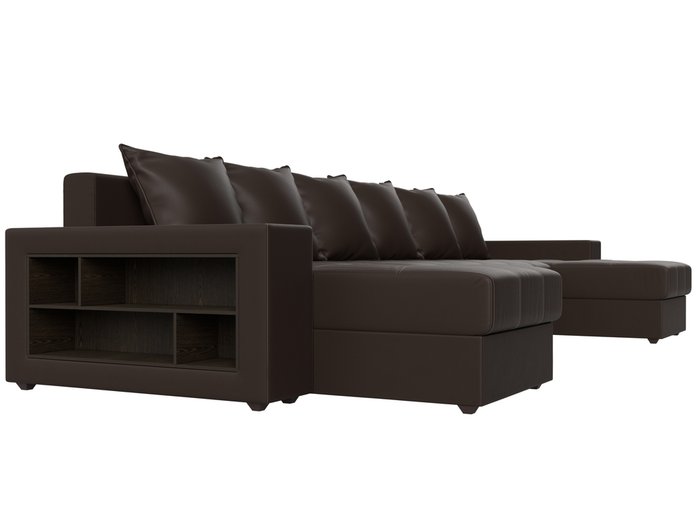 Уловой диван-кровать Дубай коричневого цвета (экокожа) - лучшие Угловые диваны в INMYROOM