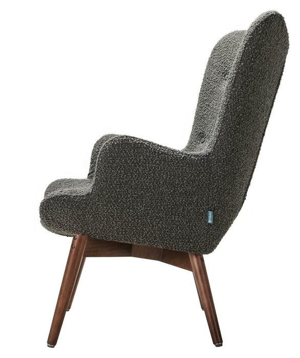 Кресло Хайбэк темно-серого цвета с коричневыми ножками - лучшие Интерьерные кресла в INMYROOM