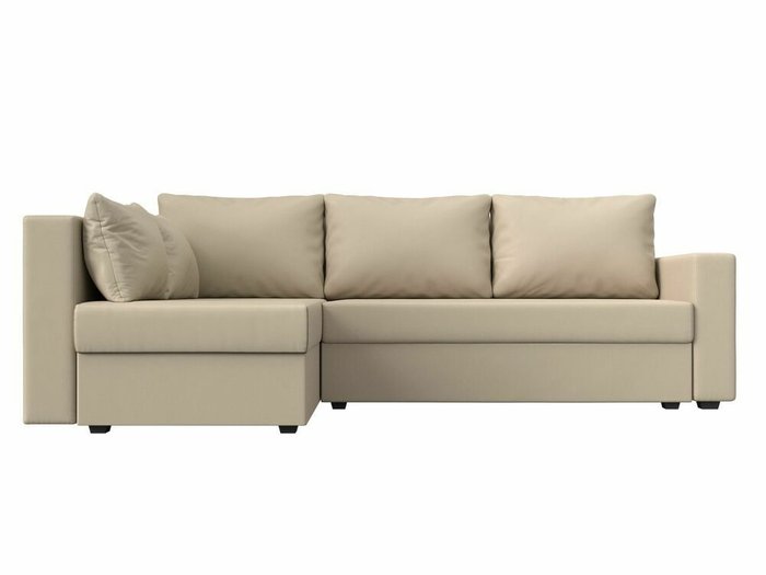Угловой диван-кровать Мансберг белого цвета (экокожа) левый угол - купить Угловые диваны по цене 39999.0