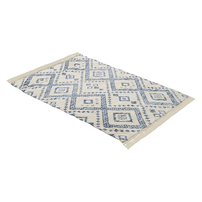 Ковер Ethnic 160x230 из хлопка бежево-синего цвета