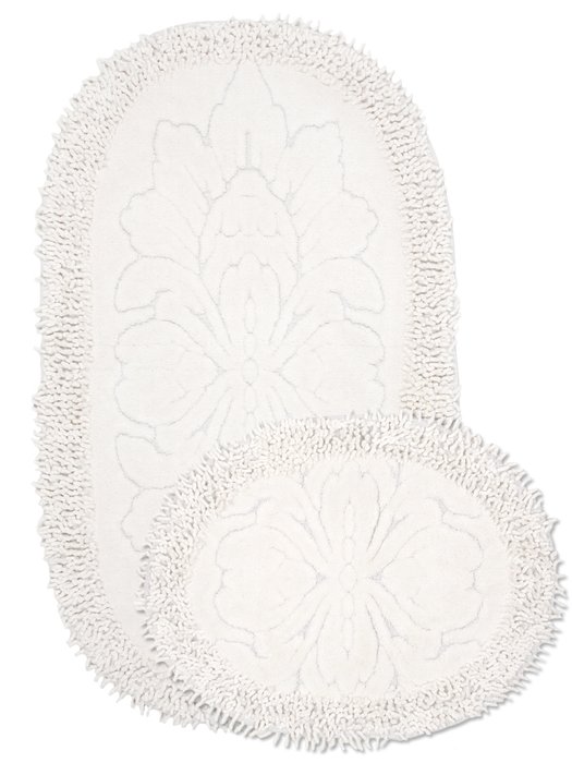 Набор из двух ковриков для ванной из хлопка белого цвета