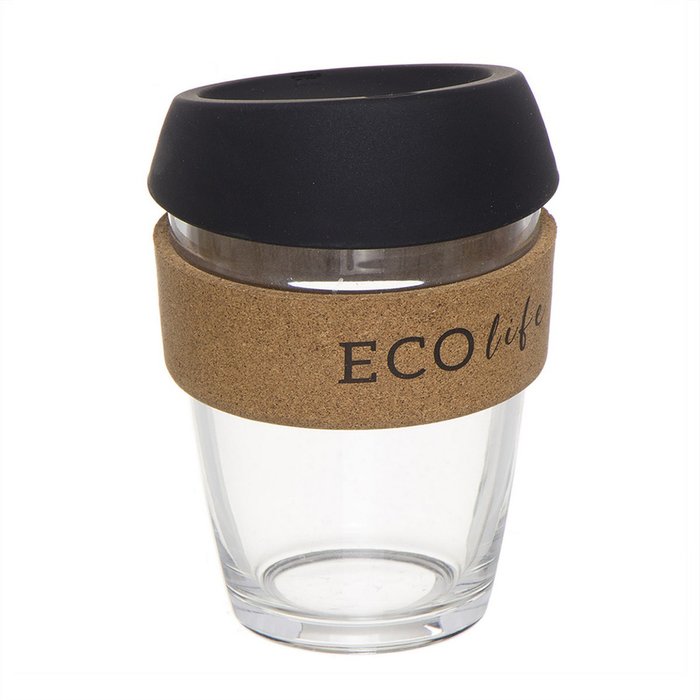 Стакан для кофе с силиконовой крышкой Eco Life 330мл черного цвета Стакан для кофе с силиконовой крышкой Eco Life 330мл черного цвета