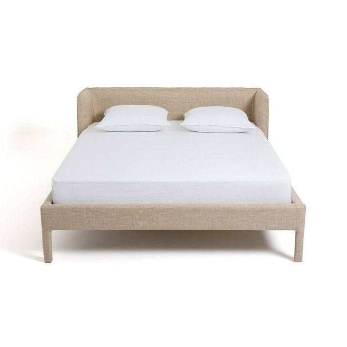 Кровать с отделкой тканью меланж Bethany 180x200 бежевого цвета - лучшие Кровати для спальни в INMYROOM