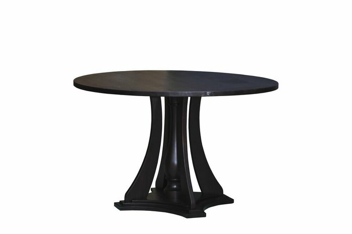 Обеденный стол круглый из массива сосны Эванс в цвете темный орех