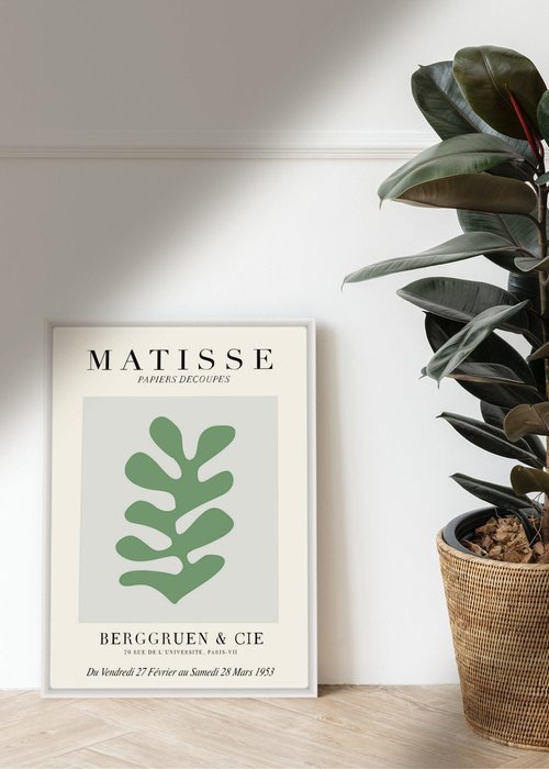 Постер Matisse Papiers Decoupes Green 50х70 в раме белого цвета  - купить Принты по цене 7500.0