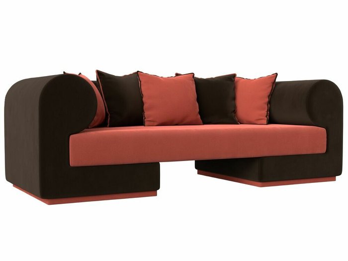 Прямой диван Кипр коричнево-кораллового цвета