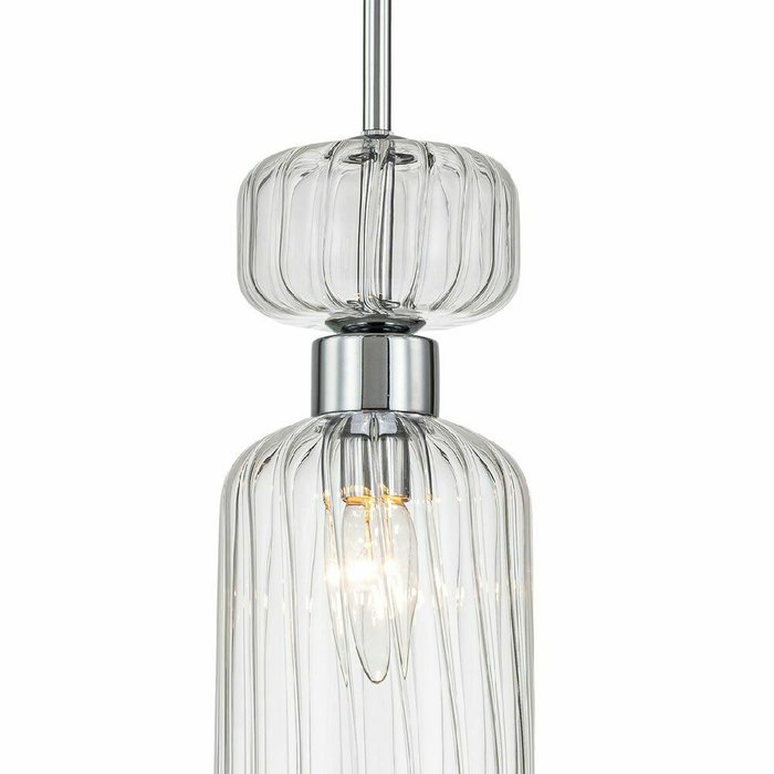 Подвесной светильник Gloss 1141/1S Chrome/Clear (стекло, цвет прозрачный) - лучшие Подвесные светильники в INMYROOM Подвесной светильник Gloss 1141/1S Chrome/Clear (стекло, цвет прозрачный) - лучшие Подвесные светильники в INMYROOM