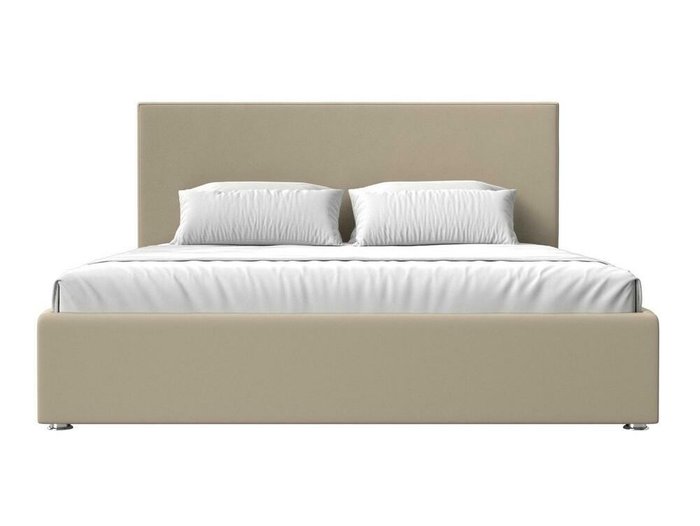 Кровать Кариба 200х200 бежевого цвета с подъемным механизмом (экокожа) - купить Кровати для спальни по цене 83999.0