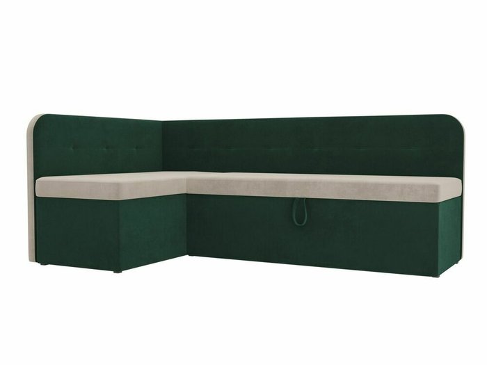 Угловой диван-кровать Форест зелено-бежевого цвета левый угол
