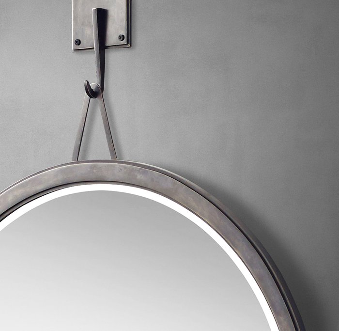 Круглое металлическое зеркало Icon диаметр 120 серого цвета - лучшие Настенные зеркала в INMYROOM