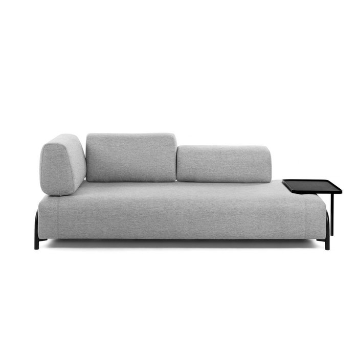 Диван трехместный Compo светло-серого цвета с приставным столиком - купить Прямые диваны по цене 323990.0