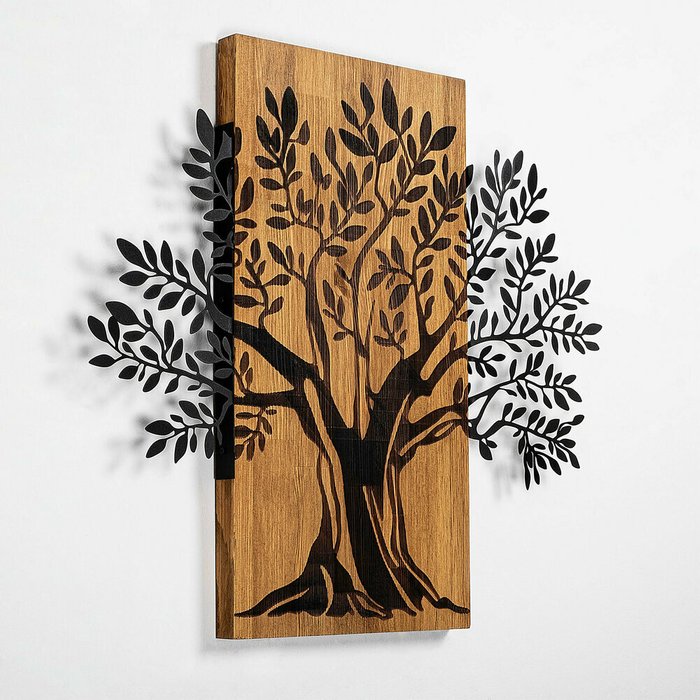 Настенный декор Дерево 65x58 коричнево-черного цвета